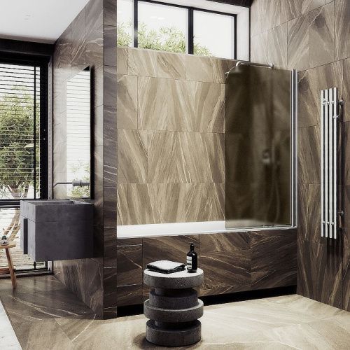 Душевая шторка на ванну Maybah Glass MGV-625-5 80х140 стекло тонированное профиль хром ориентация универсальная - фото 3