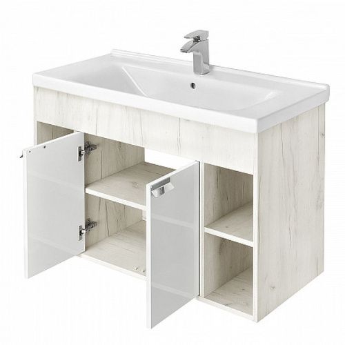 Тумба под раковину Aquaton Флай 1A237501FAX10 100х40 подвесная цвет белый - фото 3