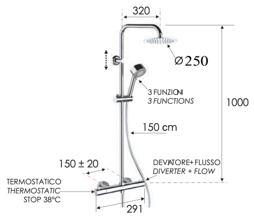 Душевая стойка Remer Elegance EQ32XUFM25 настенная цвет хром с термостатом - фото 2