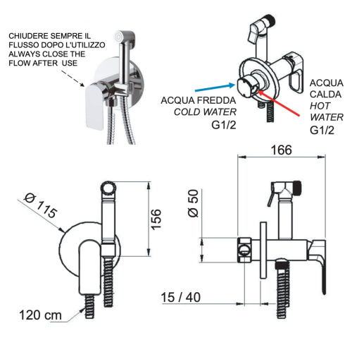 Гигиенический душ со смесителем Remer I65WBG золото - фото 2