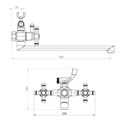 Смеситель для ванны и душа Damixa Retro 239500000 настенный хром - фото 5