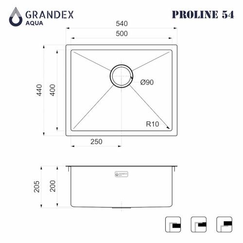 Кухонная мойка Grandex Aqua 5041743 55х45 цвет серый поверхность матовая - фото 3