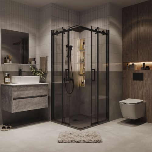 Душевой уголок Grossman Classic 300.K33.04.1010.21.00 100х100 стекло прозрачное профиль черный без поддона - фото 4