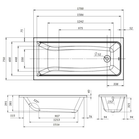 Каркас для ванны Am.Pm Gem W90A-170-075W-R