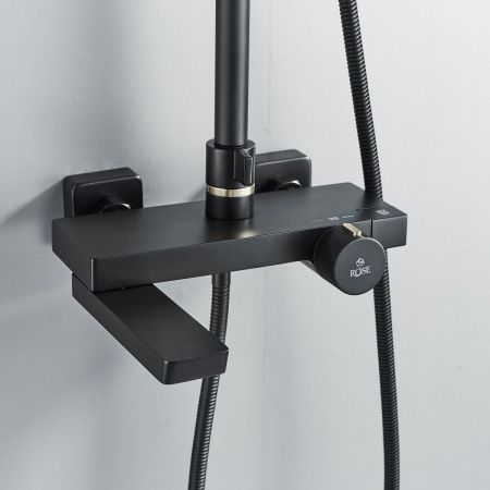 Душевая стойка Rose R1896H настенная цвет черный с термостатом