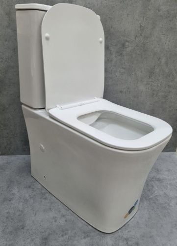 Унитаз напольный с бачком CeramaLux 1218A белый с сиденьем микролифт безободковый каскадный смыв - фото 4