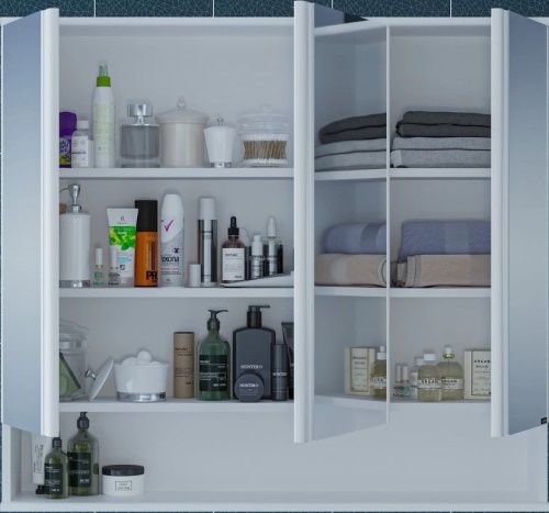 Зеркало-шкаф СанТа Вегас 700182 100х90 подвесной цвет белый - фото 2