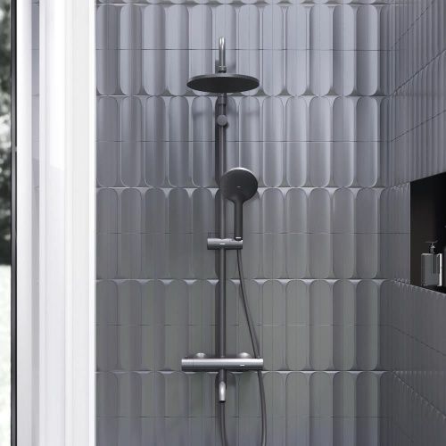 Душевая стойка Damixa Jupiter 977810300 настенная цвет черный с термостатом - фото 4