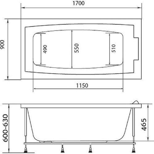 Ванна акриловая 1MarKa AELITA 01аэ1790 170х90 пристенная прямоугольная без каркаса - фото 5