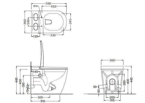 Унитаз приставной Cerutti SPA CT10197 черный с сиденьем микролифт безободковый импульсный смыв - фото 5