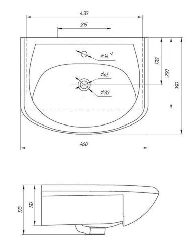 Раковина из сантехнического фарфора Rosa Уют 306 50х40 накладная цвет белый - фото 4