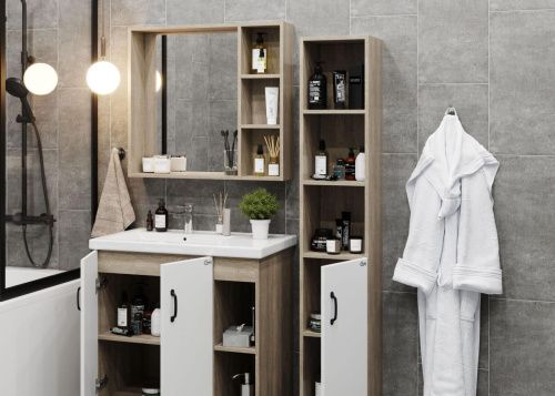 Зеркало-шкаф Onika Тимбер 208091 80х70 подвесной цвет коричневый - фото 5