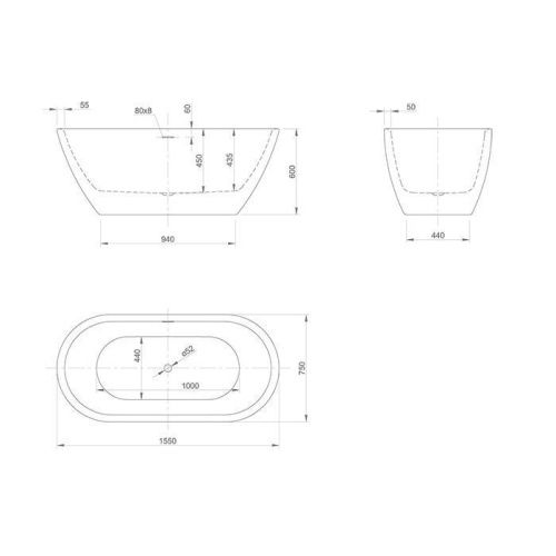Ванна акриловая Knief Form/Form Spa 0100-257-06 155х75 встраиваемая прямоугольная - фото 2