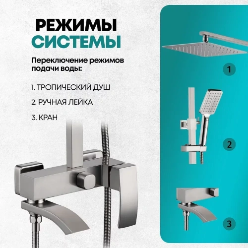 Душевая стойка Grocenberg GB7007-1NK настенная цвет никель - фото 4