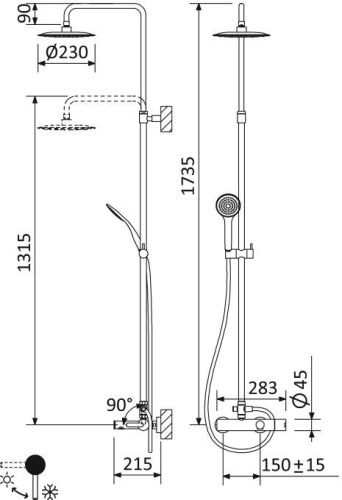 Душевая стойка Cezares LEAF LEAF-CVDA-23-BIO настенная цвет белый - фото 2