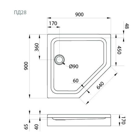 Душевой поддон акриловый Тритон Щ0000052850 90х90 белый с каркасом