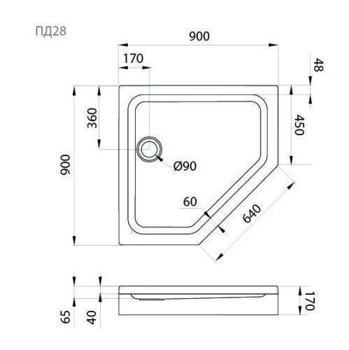 Душевой поддон Тритон Щ0000052850 90х90 акрил белый с каркасом - фото 5