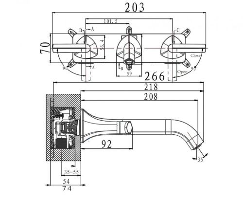 Смеситель для раковины Arrow AG4281CP встраиваемый в стену хром - фото 5