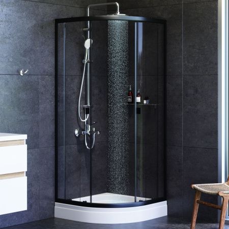 Душевой уголок Am.Pm X-Joy W88E-205-080BT64 80х80 стекло прозрачное профиль черный с поддоном