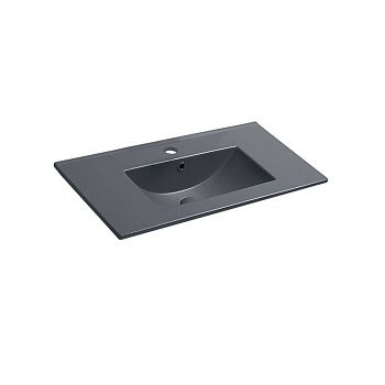 Раковина из сантехнического фарфора Vincea VBS-13980MA 80х50 встраиваемая цвет черный 1 отверстие под смеситель