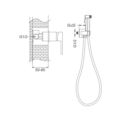 Гигиенический душ со смесителем Rose R2805H черный - фото 3