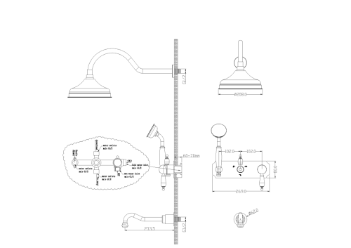 Душевая система Boheme Tradizionale Oro 288 встраиваемая в стену цвет золото - фото 2