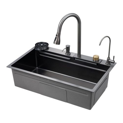 Кухонная мойка Savol S-SC003Q 75х45 цвет серый поверхность матовая - фото 2