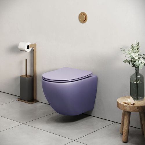 Унитаз подвесной Grossman Color GR-4455LIMS фиолетовый с сиденьем безободковый каскадный смыв - фото 5