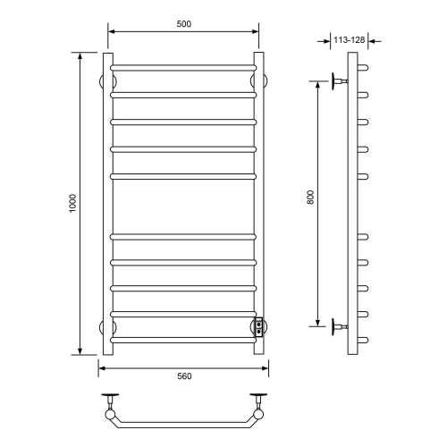 Полотенцесушитель электрический Veconi Cantu-A C10050CH-A 50х100 хром - фото 2