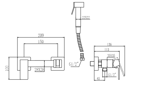 Гигиенический душ со смесителем Savol S-FXQ007L серый - фото 2