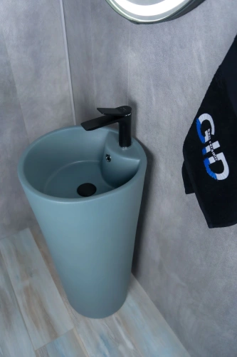 Раковина керамическая Gid Autonomo 81116 40х40 напольная цвет зеленый 1 отверстие под смеситель - фото 5