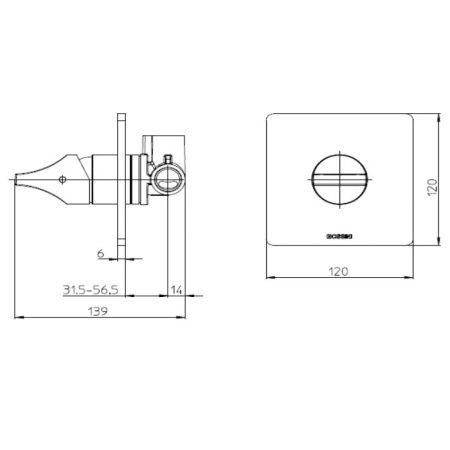 Смеситель для душа Bossini Apice Z00504.073 встраиваемый в стену черный (внешняя часть)