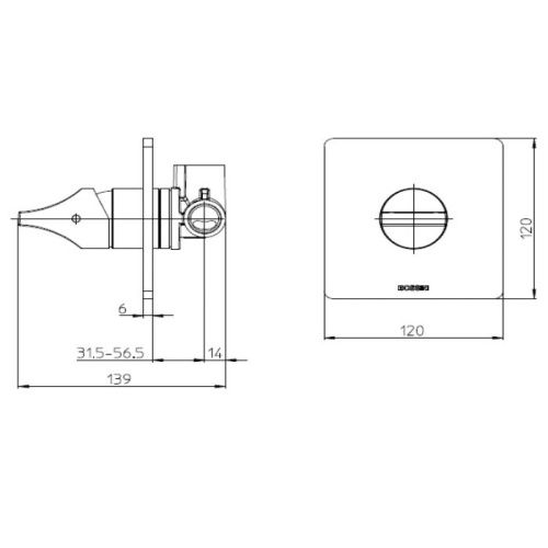 Смеситель для душа Bossini Apice Z00504.073 встраиваемый в стену черный (внешняя часть) - фото 2