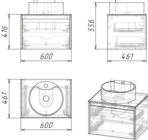 Тумба под раковину Grossman Смарт 106009 60х50 подвесная цвет коричневый/серый - фото 4