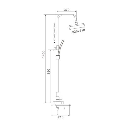 Душевая стойка Shevanik S4536T настенная цвет оружейная сталь - фото 3