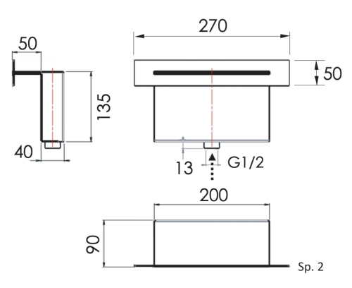 Излив Remer 359XS настенный хром - фото 2