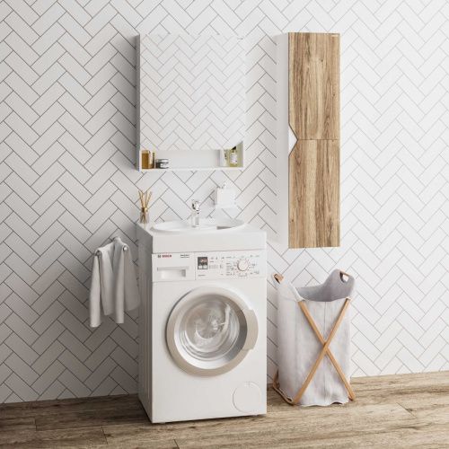 Раковина из искусственного камня Grossman Alvaro 1606001 60х60 подвесная цвет белый 1 отверстие под смеситель - фото 3