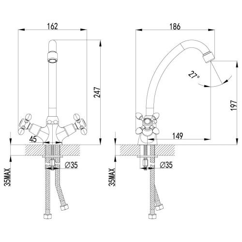 Смеситель для кухни LeMark Vista LM7604C на мойку хром - фото 2