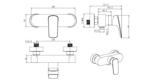 Смеситель для душа Aquatek ВЕГА AQ1060MB настенный черный - фото 3