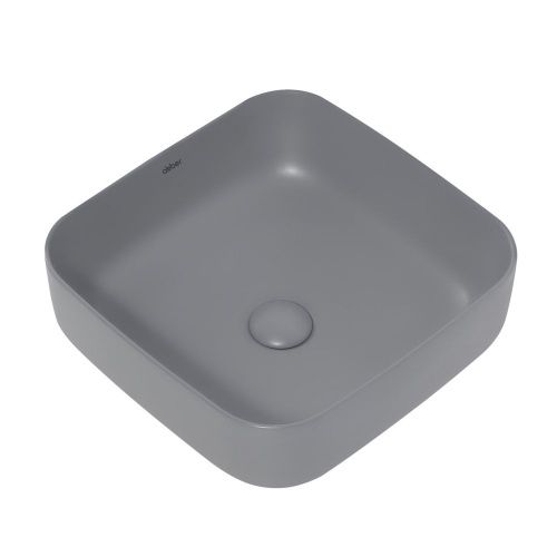 Раковина из сантехнического фаянса Abber RECHTECK AC2211MG 40х40 накладная цвет серый без отверстий под смеситель - фото 2