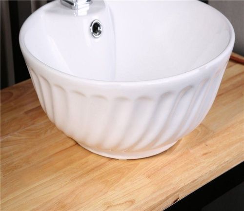 Раковина из сантехнического фаянса CeramaLux 9074 40х40 накладная цвет белый 1 отверстие под смеситель - фото 5