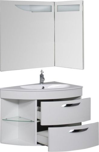 Тумба с раковиной De Aqua Трио Люкс 00197202 90х50 подвесная цвет белый - фото 4