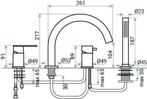 Смеситель Emmevi Filoinox 85120/IN на борт ванны никель - фото 2