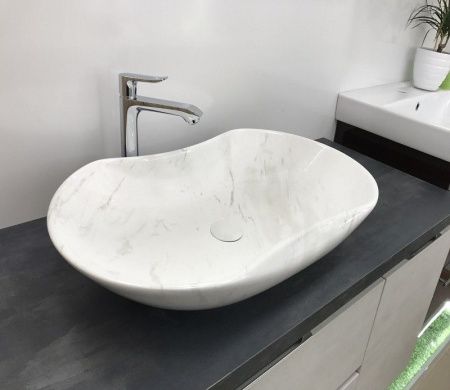 Раковина из сантехнического фаянса CeramaLux 503H012 70х40 накладная цвет белый без отверстий под смеситель