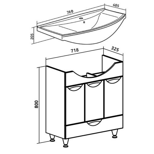 Тумба под раковину Runo БАРСЕЛОНА 00000001032 70х30 напольная цвет белый - фото 4