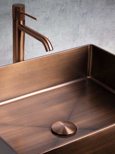 Раковина из нержавеющей стали AltroBagno Accordo AltroBagnoAccordo001012BrAn 50х40 накладная цвет бронза - фото 4