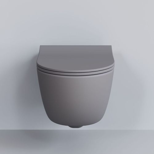 Унитаз подвесной Ambassador Abner 103T20301R-102T20301S серый с сиденьем микролифт каскадный смыв - фото 3