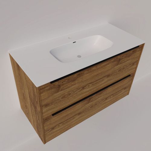 Тумба под раковину La Fenice Tesoro FNC-01-TES-DKK-100-2 100х40 подвесная цвет коричневый - фото 4