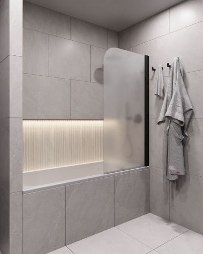 Шторка для ванны Timo T31 80х140 стекло матовое профиль черный ориентация универсальная - фото 2