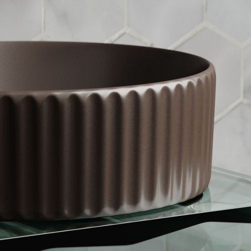 Раковина из сантехнического фарфора Ceramica Nova ELEMENT CN6057MDB 40х40 накладная цвет коричневый без отверстий под смеситель - фото 2